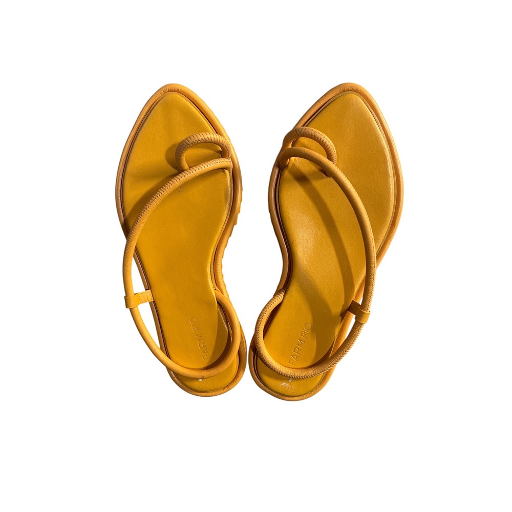 Farm Rio Womens Mustard Yellow Cord Strap Toe Loop Slingback Sandals Size 7.5 - Picture 3 of 9